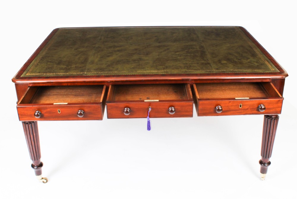 Antique 5ft William IV Six Drawer Partners Writing Table C 1830 19th C
 View XVI