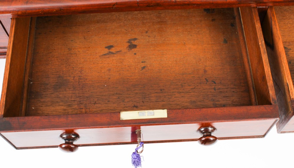 Antique 5ft William IV Six Drawer Partners Writing Table C 1830 19th C
 View XVII