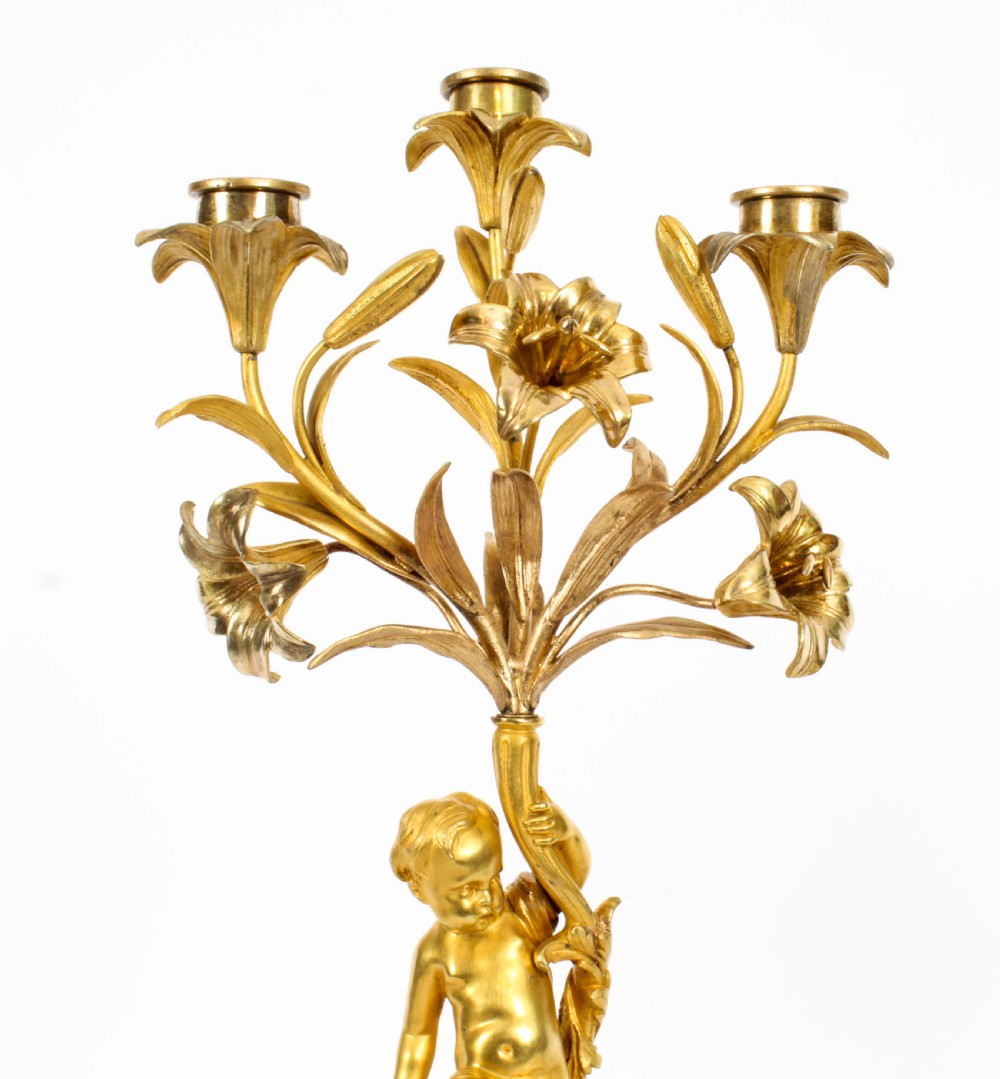 Antique Pair Sevres Bleu Celeste Porcelain & Ormolu Candelabra 19th C
 View VIII