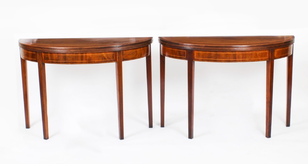 Antique Pair George III Card Console Tea Tables 19th C
 View II