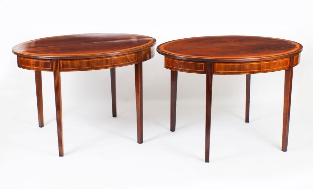 Antique Pair George III Card Console Tea Tables 19th C
 View IV