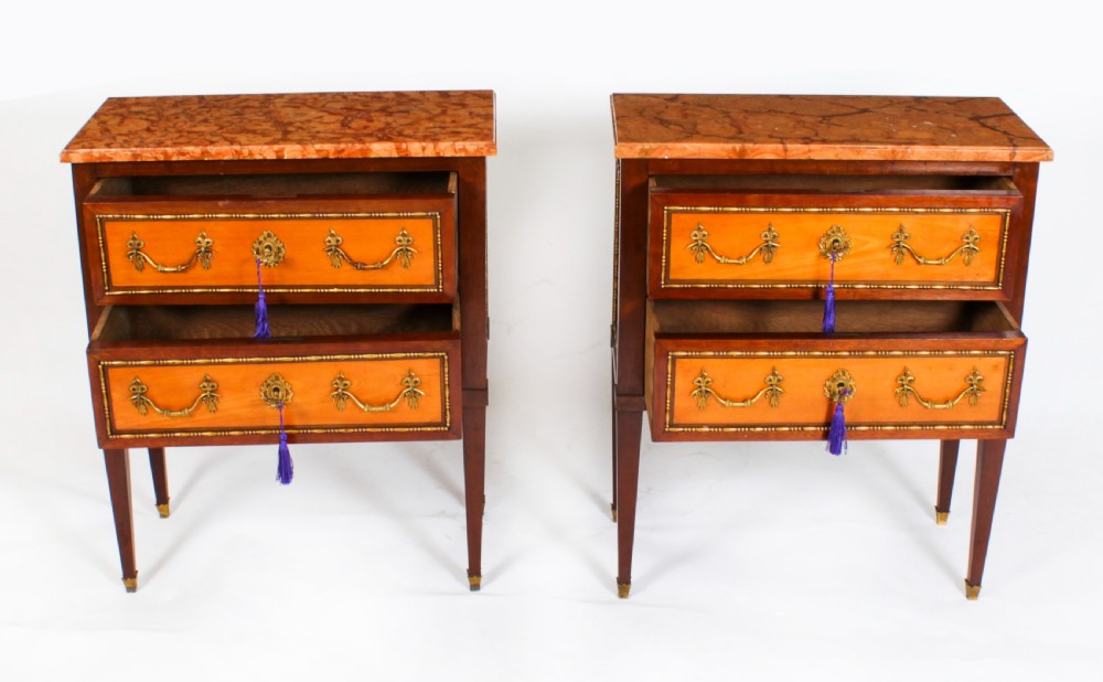 Antique Pair Satinwood Bedside Commodes Cabinets Chests 19th C
 View VII