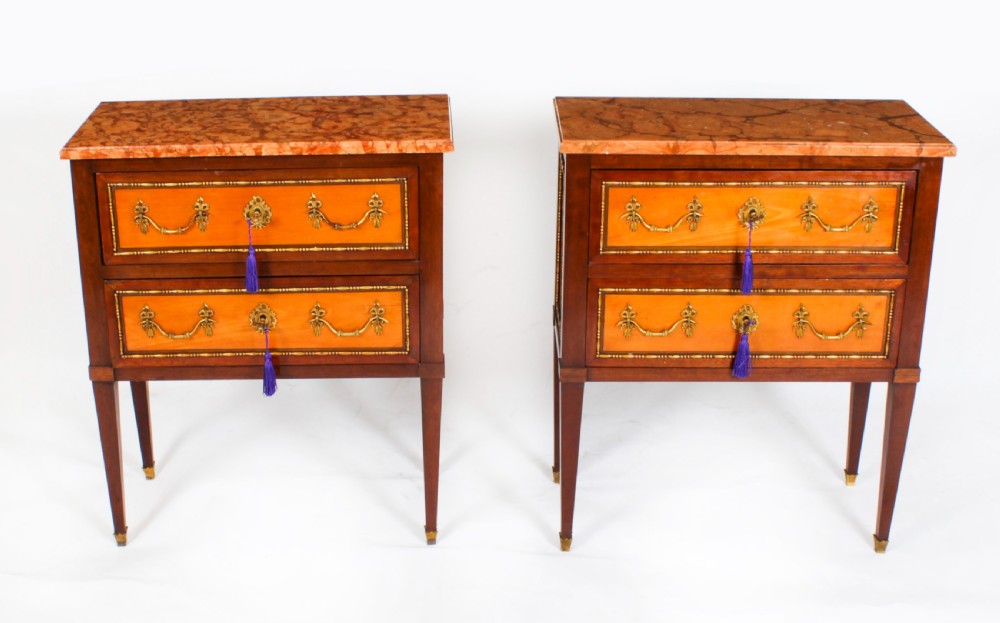 Antique Pair Satinwood Bedside Commodes Cabinets Chests 19th C
 View XXVI