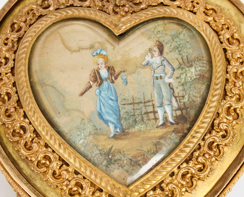 Antique French Ormolu Heart Shaped Jewellery Casket Box 19th C
 View IV