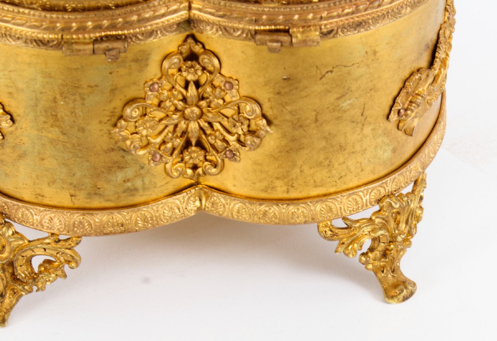 Antique French Ormolu Heart Shaped Jewellery Casket Box 19th C
 View XII