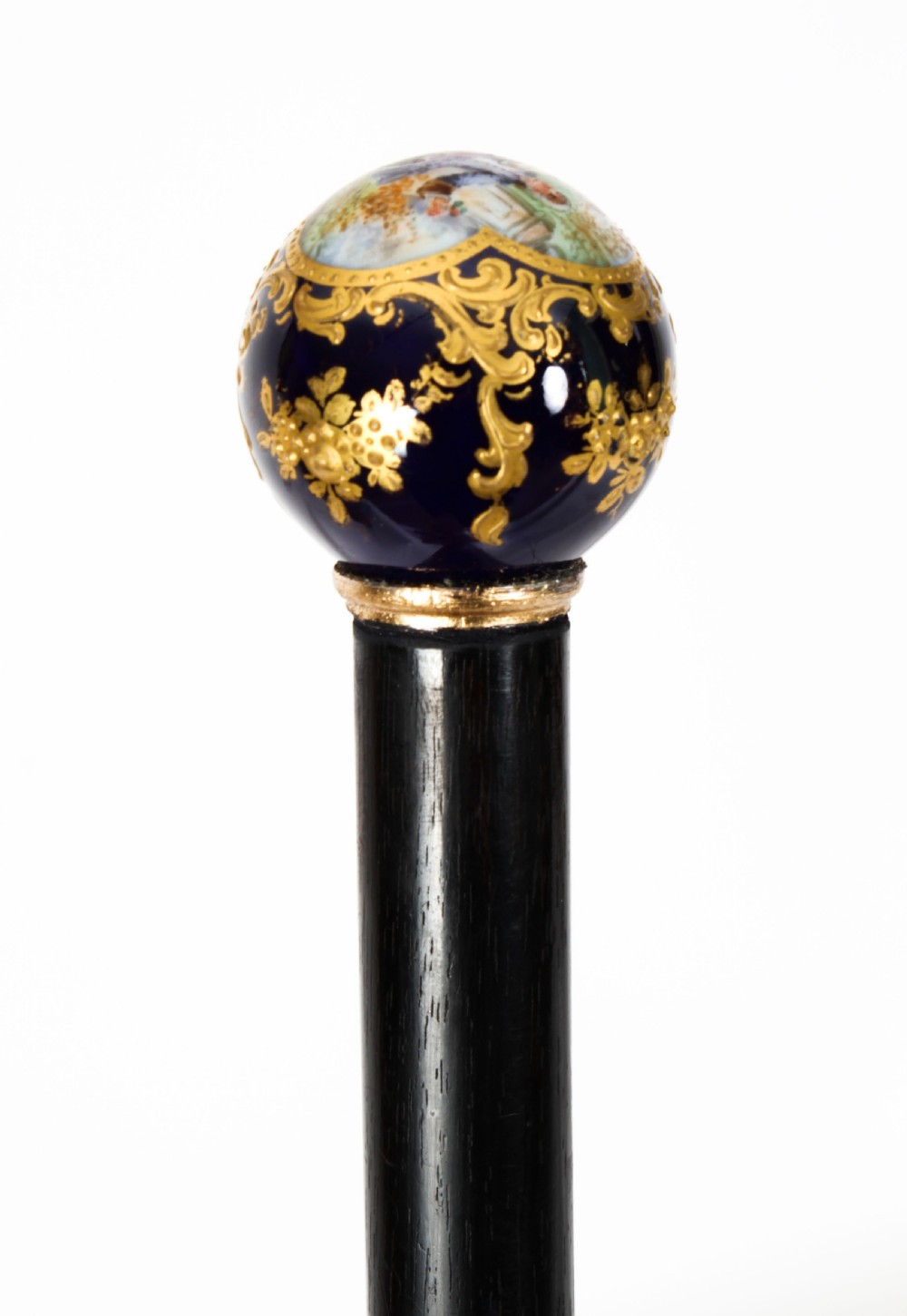 Antique Ladies Walking Cane Stick with Sevres Porcelain Handle 19th C
 View VIII