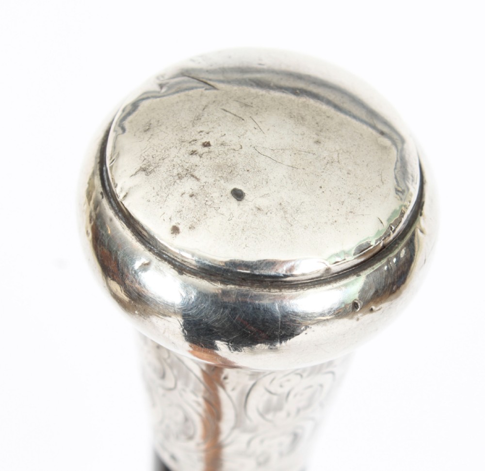 Antique Edwardian Sterling Silver & Ebonized Walking Stick Dated 1904
 View IV
