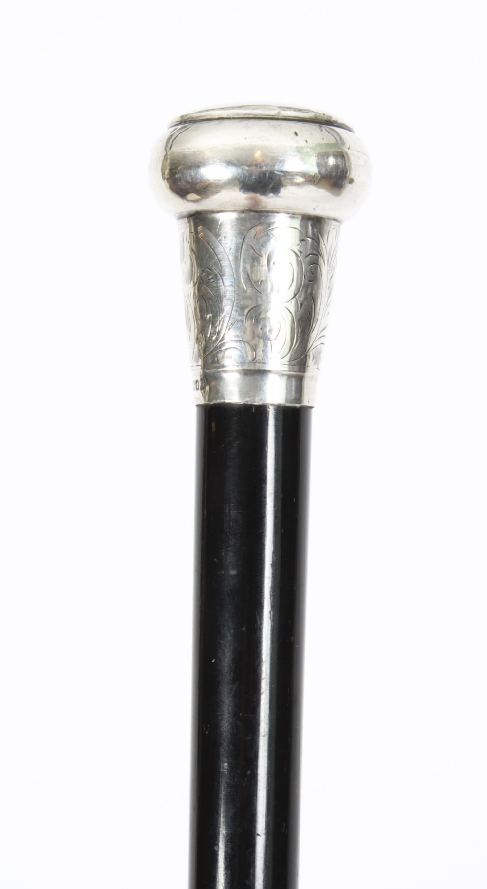 Antique Edwardian Sterling Silver & Ebonized Walking Stick Dated 1904
 View XI