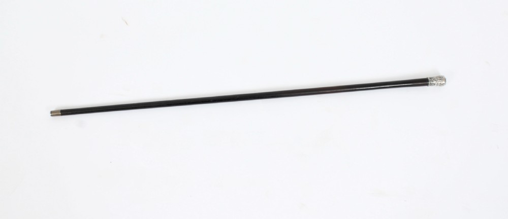 Antique Victorian Walking Stick Cane Silvered Pommel Dated 1894
