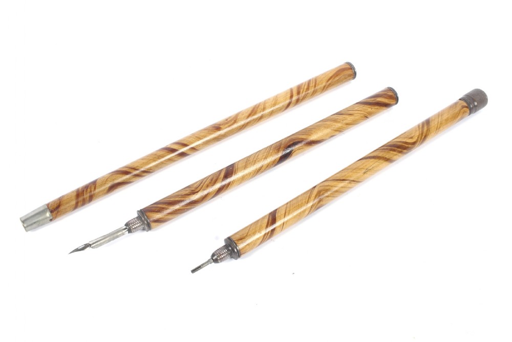 Antique Novelty 'Pen and pencil' Walking Cane Stick c1890 19th Century
 View III