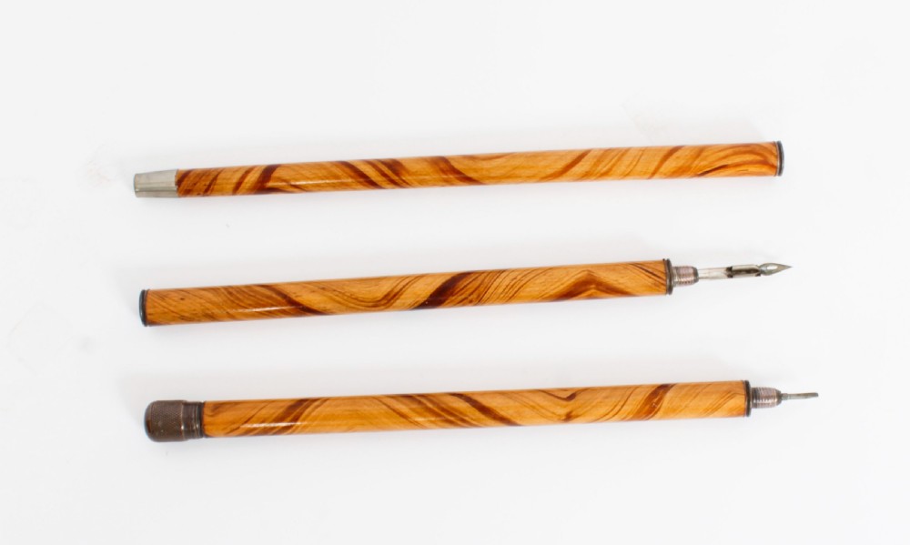 Antique Novelty 'Pen and pencil' Walking Cane Stick c1890 19th Century
 View XII