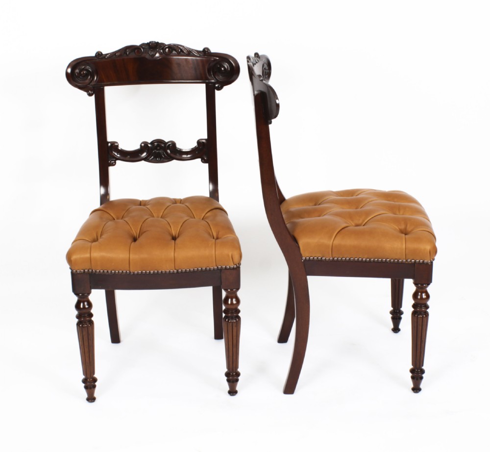 Antique Set 12 Flame Mahogany William IV Dining Chairs C1830 19th C
 View III