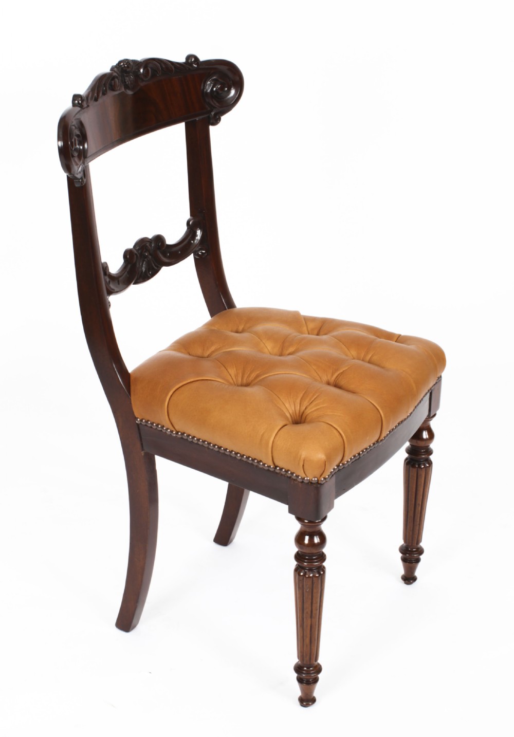 Antique Set 12 Flame Mahogany William IV Dining Chairs C1830 19th C
 View V