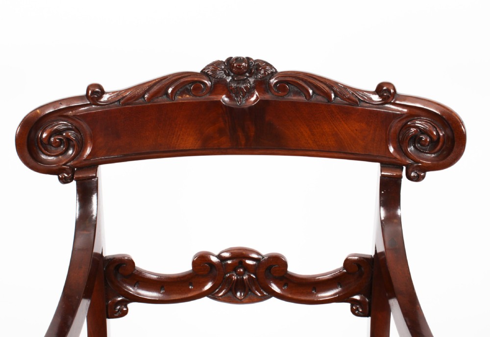 Antique Set 12 Flame Mahogany William IV Dining Chairs C1830 19th C
 View XXI