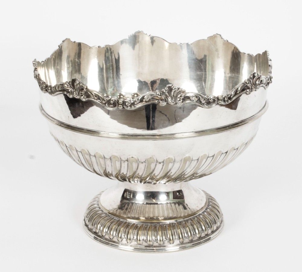 Antique Victorian Silver Plated Punch Bowl W Briggs Sheffield 19th C

