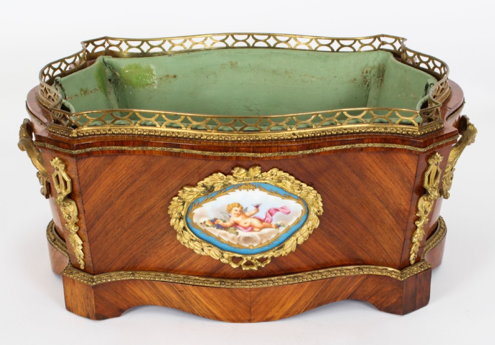 Antique French Sevres Porcelain Ormolu Mounted Jardiniere 19th Century
 View II