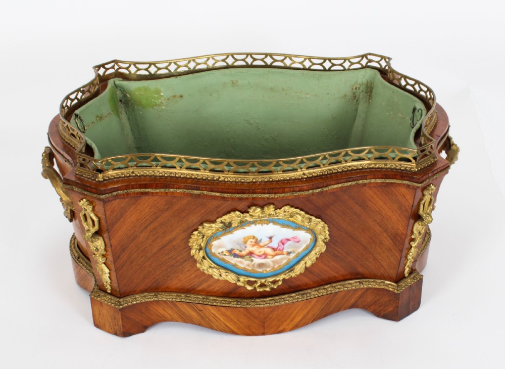 Antique French Sevres Porcelain Ormolu Mounted Jardiniere 19th Century
 View IX