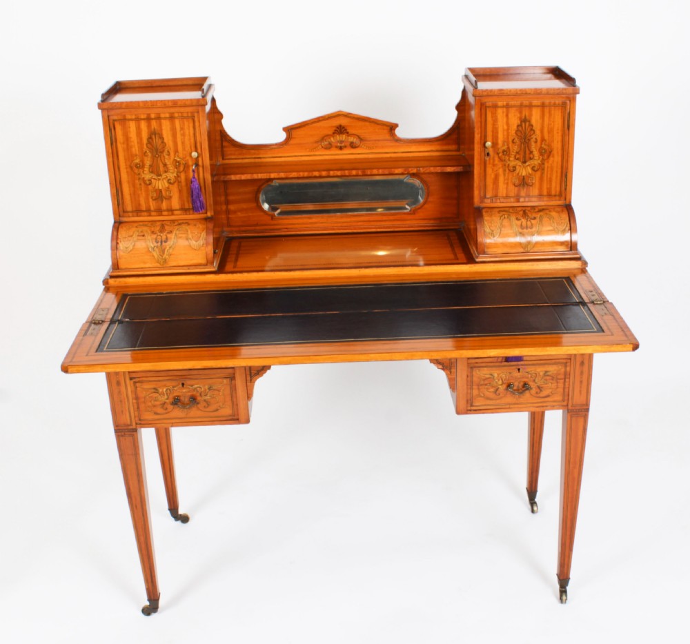 Antique Edwardian Marquetry Inlaid Satinwood Writing Table Desk C1900
 View III