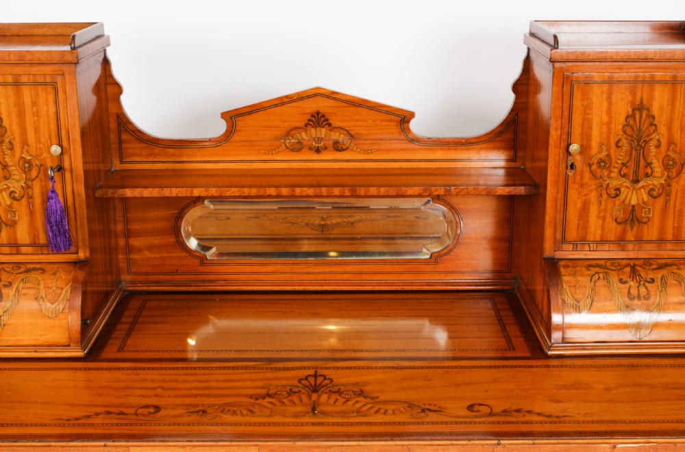 Antique Edwardian Marquetry Inlaid Satinwood Writing Table Desk C1900
 View V