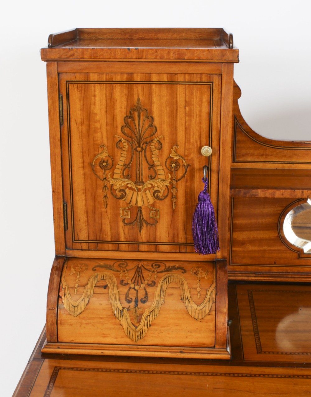 Antique Edwardian Marquetry Inlaid Satinwood Writing Table Desk C1900
 View X