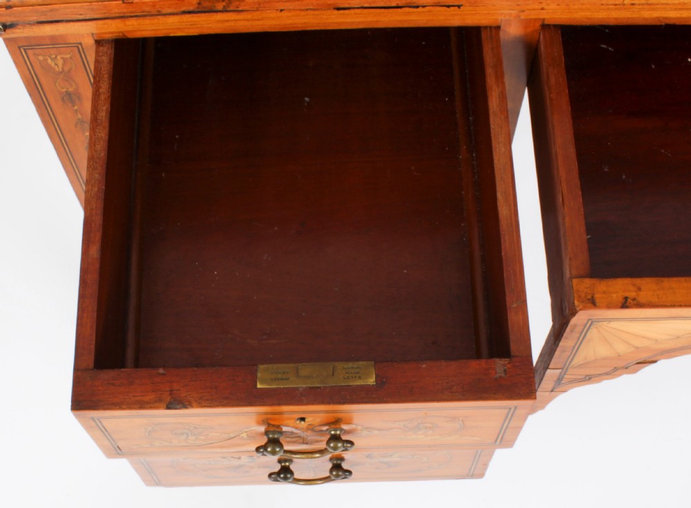 Antique Edwardian Marquetry Inlaid Satinwood Writing Table Desk C1900
 View XIX