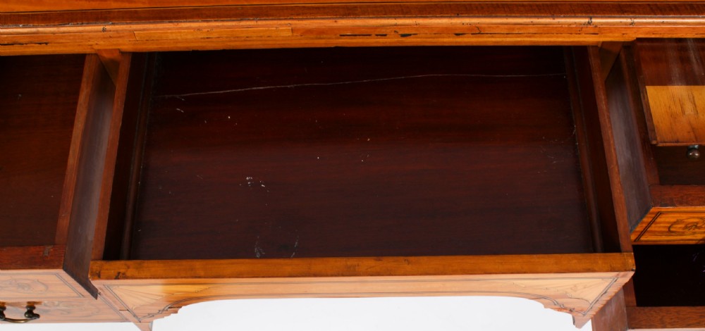 Antique Edwardian Marquetry Inlaid Satinwood Writing Table Desk C1900
 View XXII