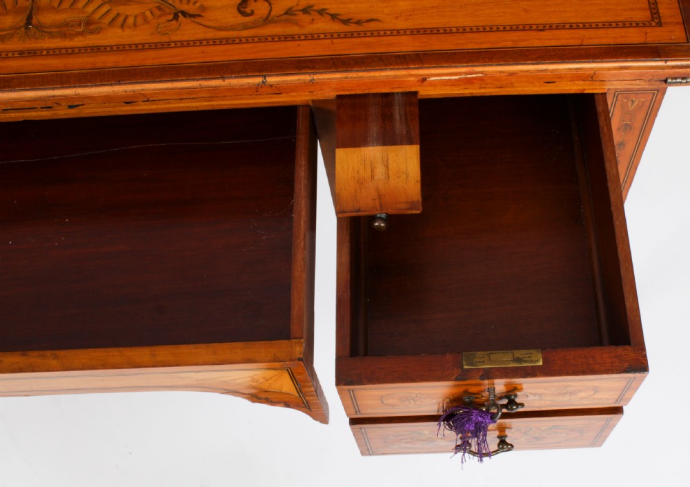 Antique Edwardian Marquetry Inlaid Satinwood Writing Table Desk C1900
 View XXIII