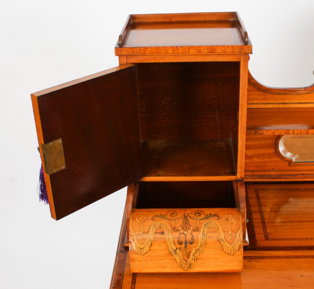 Antique Edwardian Marquetry Inlaid Satinwood Writing Table Desk C1900
 View XXVI