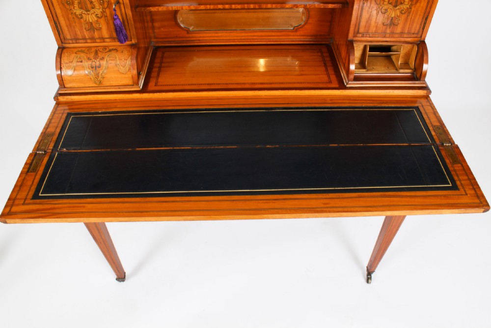 Antique Edwardian Marquetry Inlaid Satinwood Writing Table Desk C1900
 View XXVIII