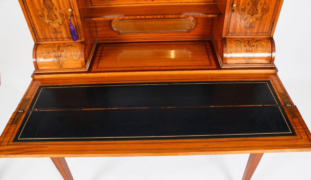 Antique Edwardian Marquetry Inlaid Satinwood Writing Table Desk C1900
 View XXIX