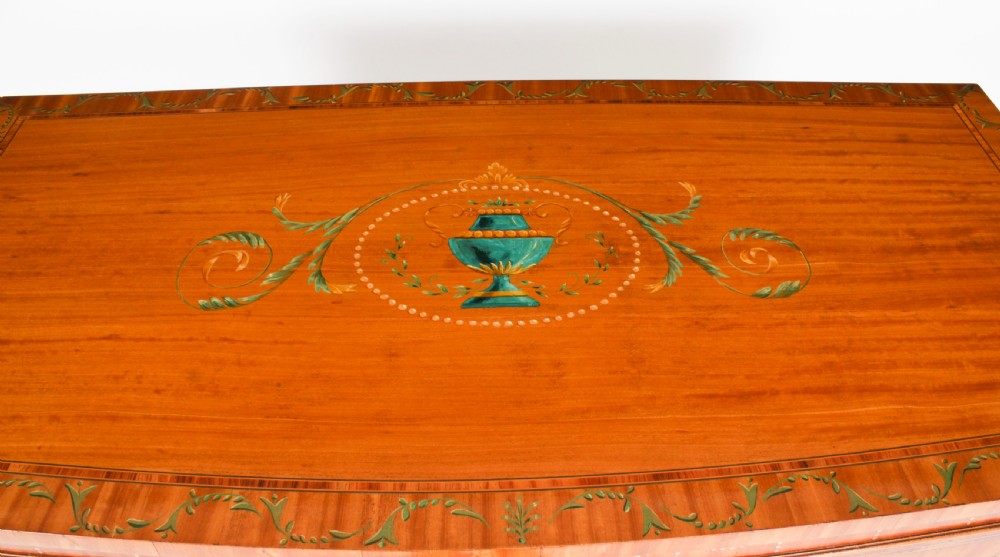 Antique Edwardian Satinwood Hand-Painted Bowfront Side Cabinet 19th Century
 View VII