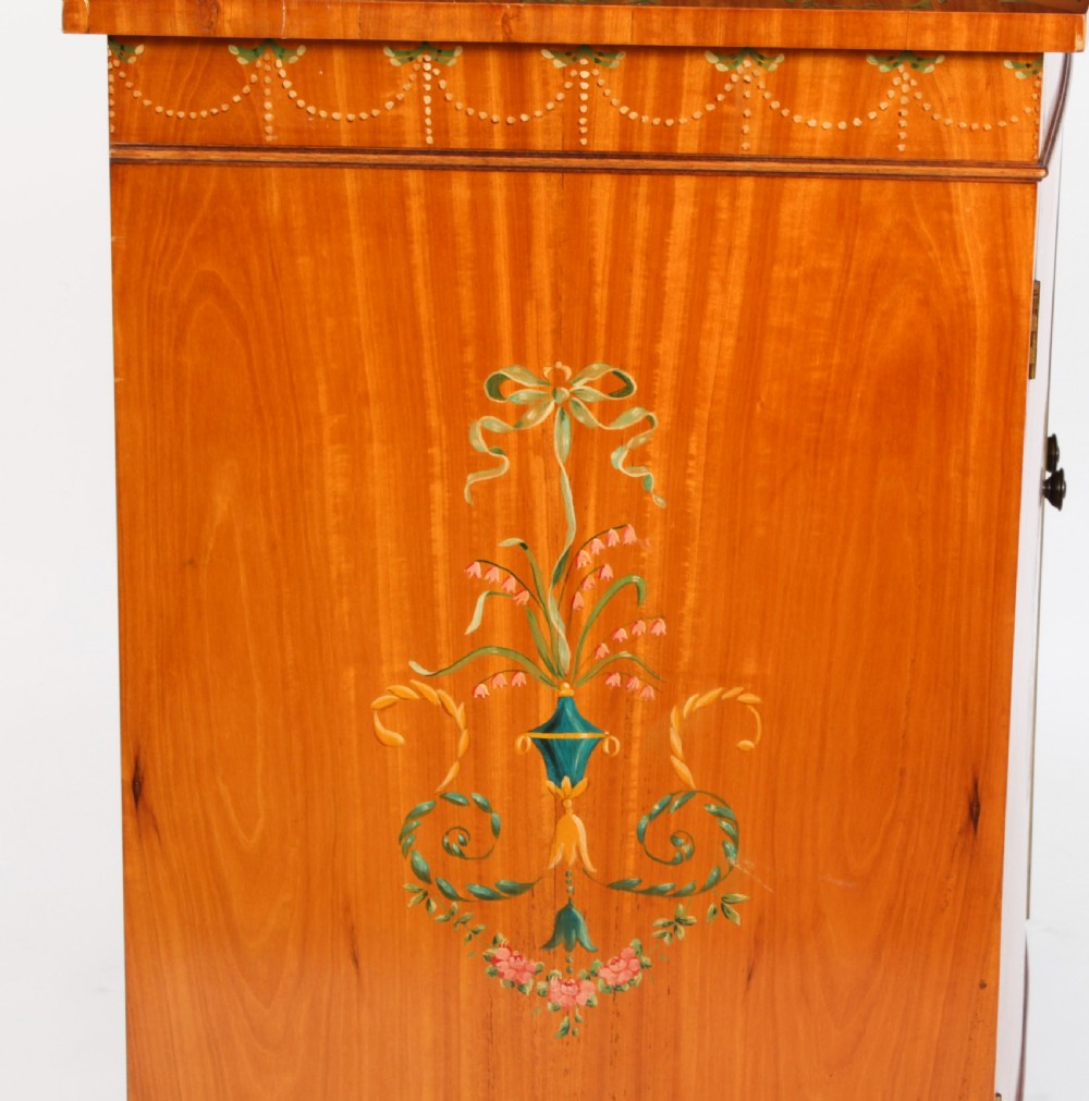 Antique Edwardian Satinwood Hand-Painted Bowfront Side Cabinet 19th Century
 View XVIII