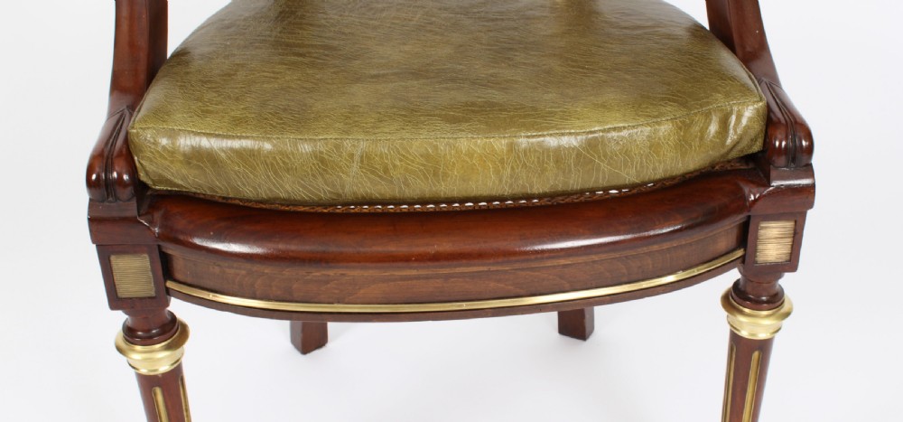 Antique French Directoire Ormolu Mounted Pedestal Desk & Armchair 19th C
 View XXII