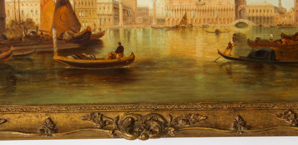 Antique Oil Painting Grand Canal Ducal Palace Venice Alfred Pollentine 1882
 View VIII