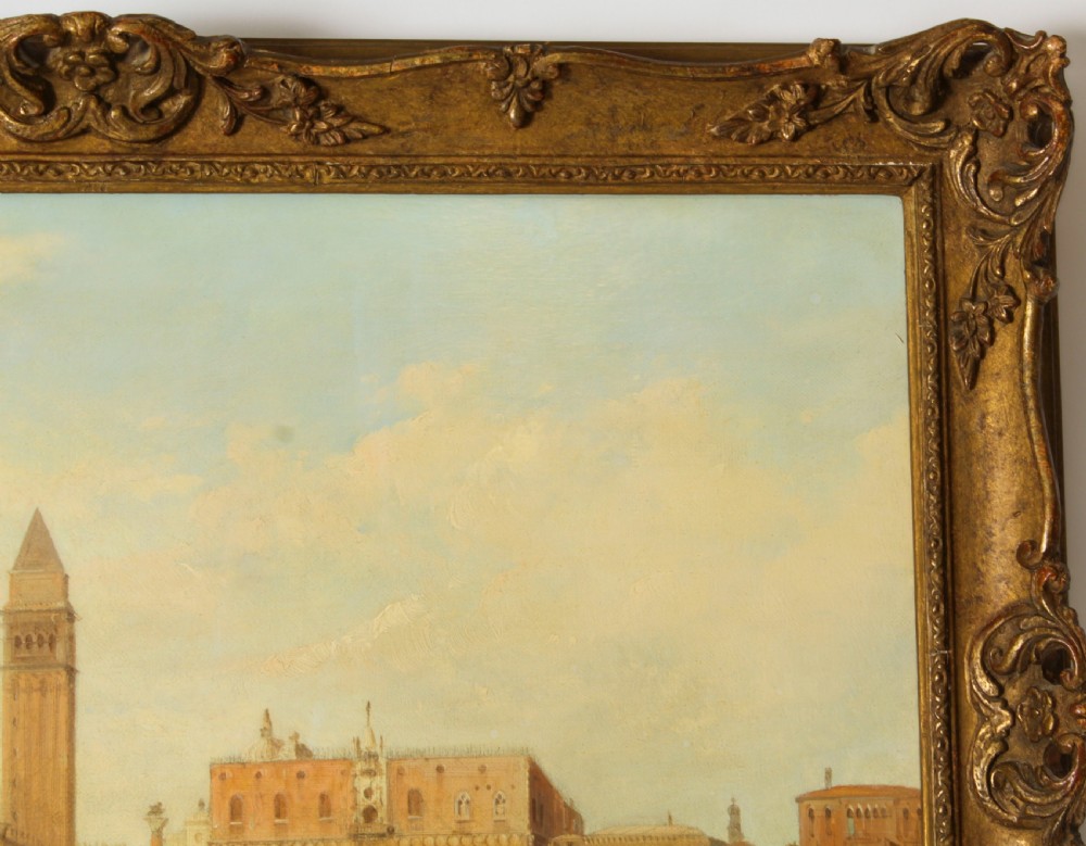 Antique Oil Painting Grand Canal Ducal Palace Venice Alfred Pollentine 1882
 View X