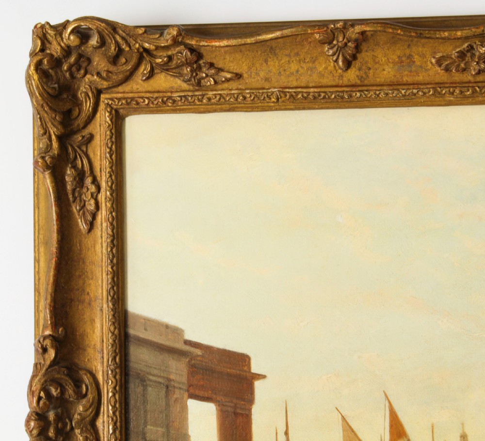Antique Oil Painting Grand Canal Ducal Palace Venice Alfred Pollentine 1882
 View XII