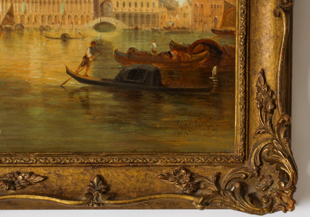 Antique Oil Painting Grand Canal Ducal Palace Venice Alfred Pollentine 1882
 View XIX
