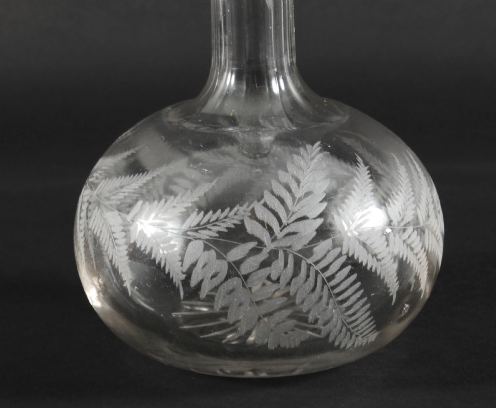 Antique Pair Etched Glass Decanters and Stoppers 19th Century
 View III