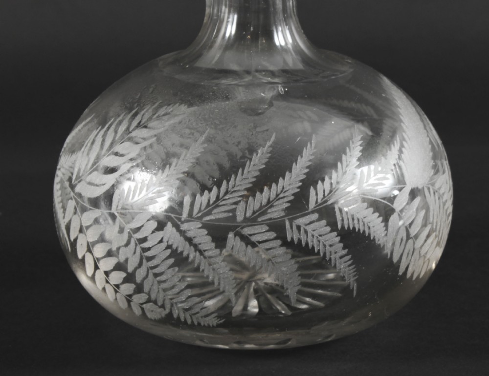 Antique Pair Etched Glass Decanters and Stoppers 19th Century
 View V