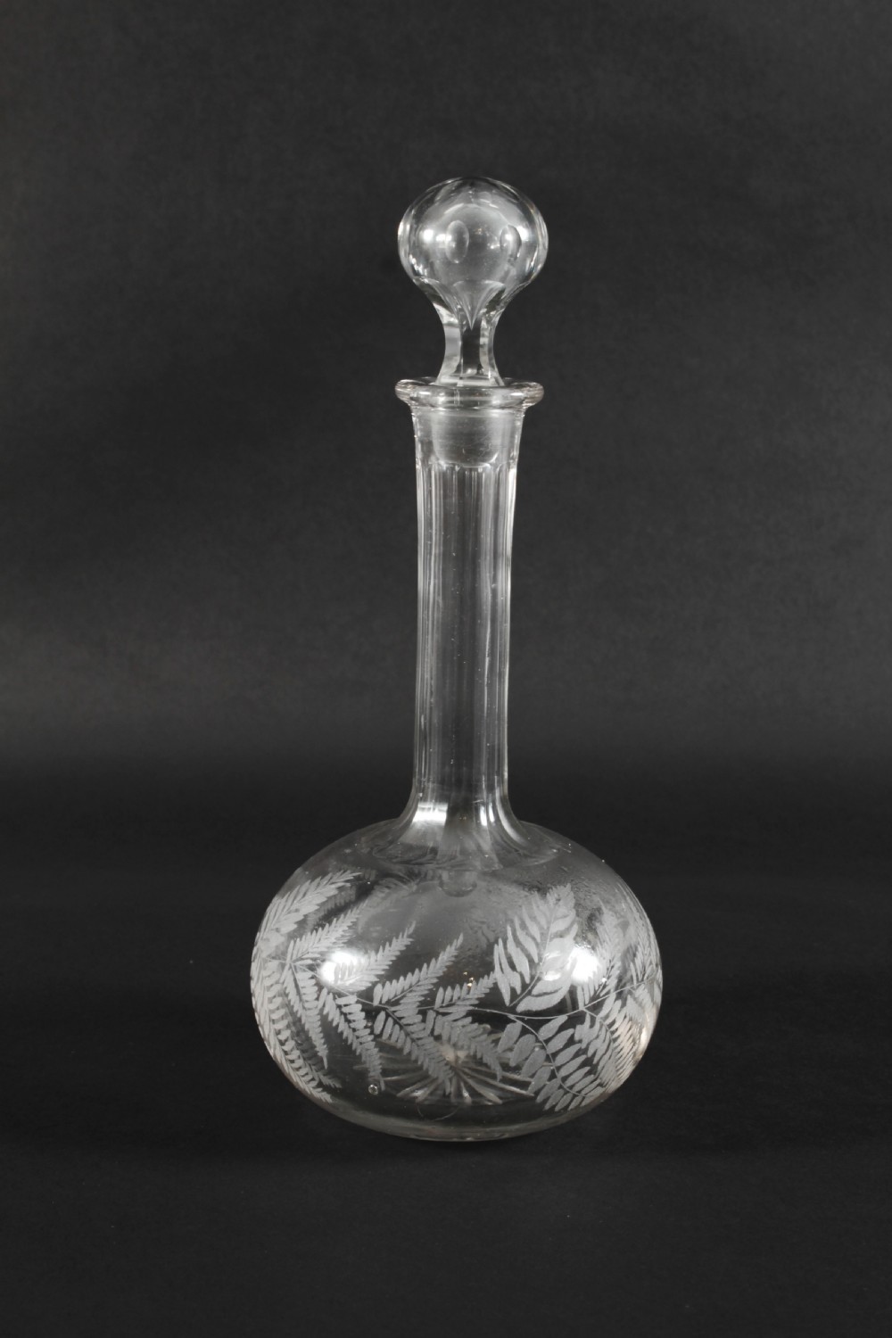 Antique Pair Etched Glass Decanters and Stoppers 19th Century
 View VIII
