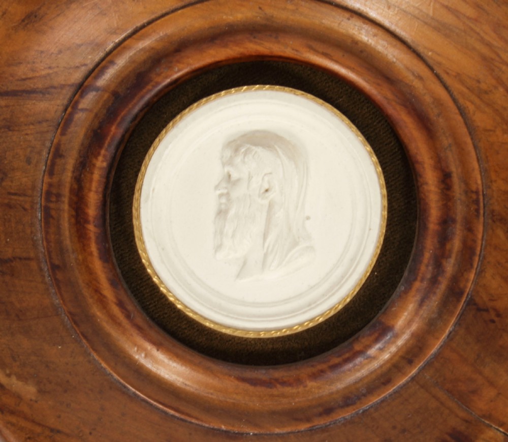 Antique Walnut Framed Grand Tour Aristotle Intaglio 19th C
 View II