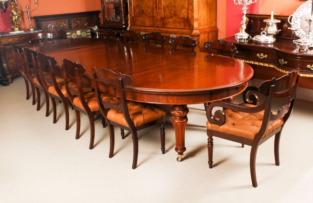 Antique 13ft William IV Oval Flame Mahogany Extending Dining Table 19thC
 View IV