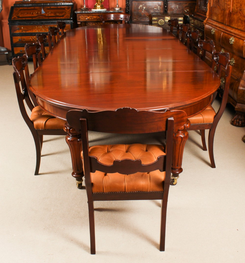 Antique 13ft William IV Oval Flame Mahogany Extending Dining Table 19thC
 View V
