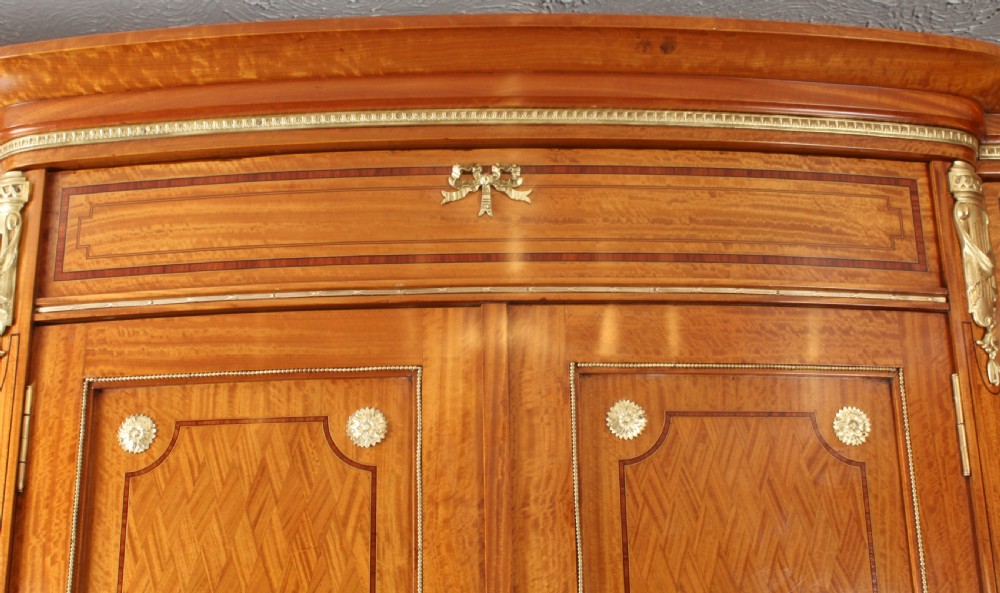 Antique French Satinwood & Ormolu Mounted Wardrobe c.1880 19th C
 View III