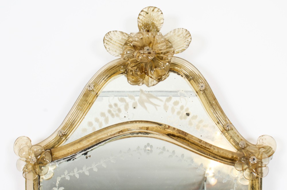 Antique Shield Shaped Venetian Mirror 19th Century 69x37cm
 View II
