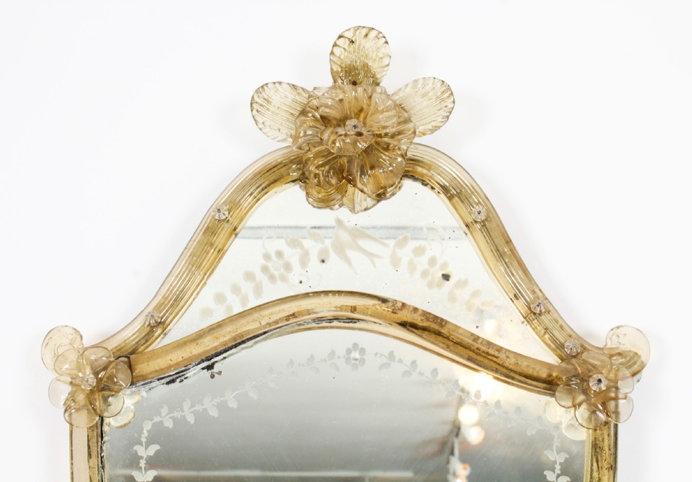 Antique Shield Shaped Venetian Mirror 19th Century 69x37cm
 View IV