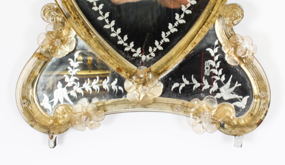 Antique Shield Shaped Venetian Mirror 19th Century 69x37cm
 View VI