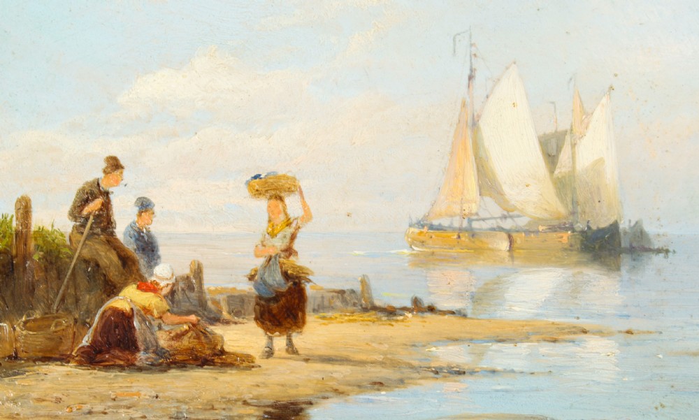 Antique Pair Waterscape Oil Paintings by Peter Dommersen 1887 19th C
 View IV