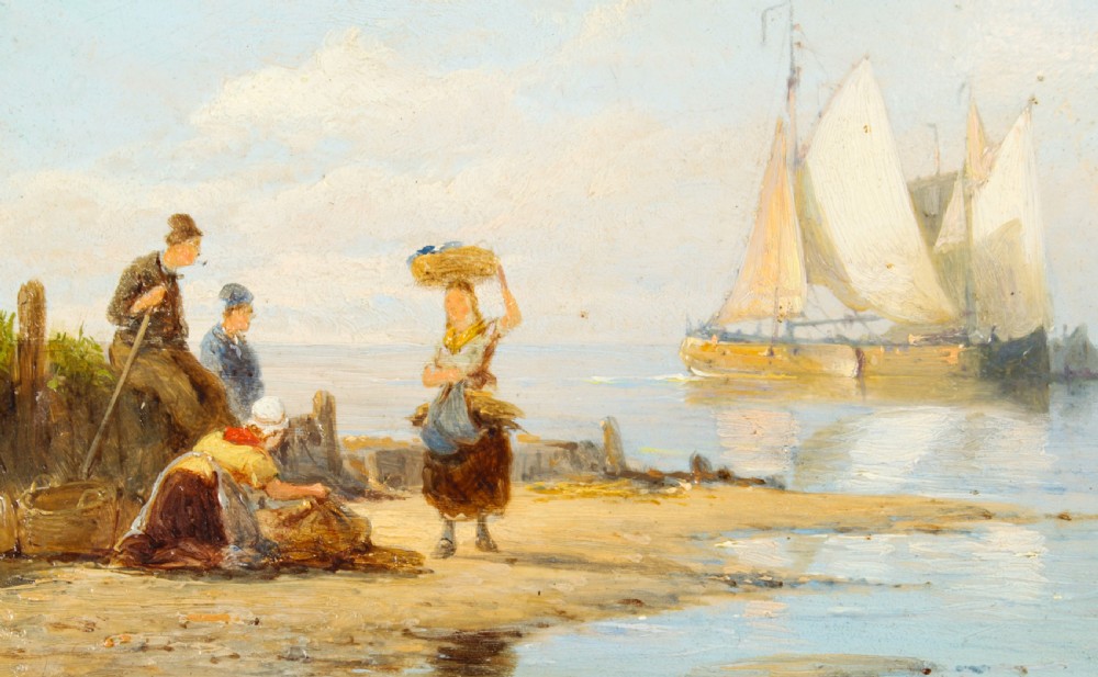 Antique Pair Waterscape Oil Paintings by Peter Dommersen 1887 19th C
 View VI