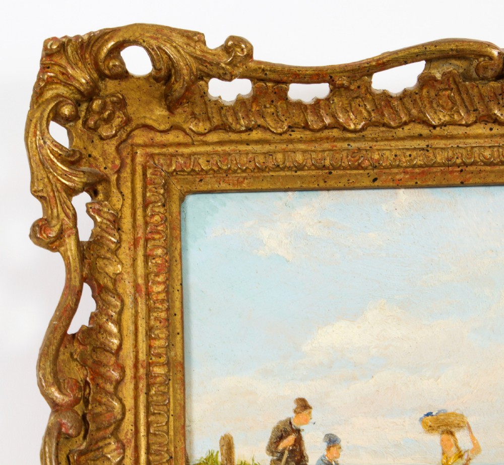 Antique Pair Waterscape Oil Paintings by Peter Dommersen 1887 19th C
 View XI